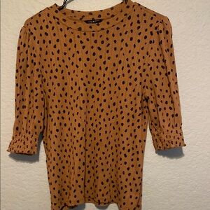 Lucky Brand Brown Polka Dot Blouse